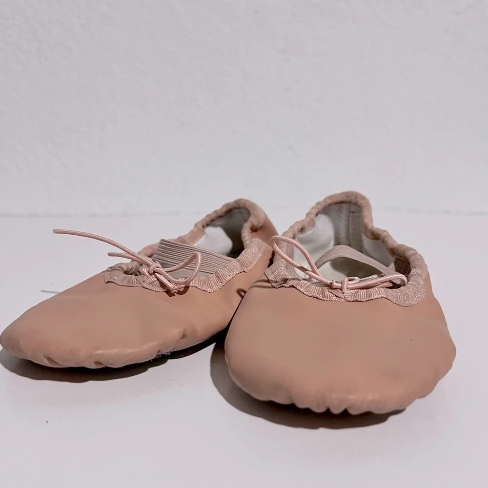 Stella Pink Leather Ballet Slippers w Elastic Straps & Drawcord Little Girl 13